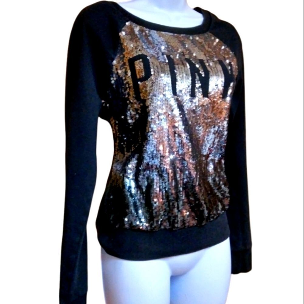 PINK! VICTORIA'S SECRET- BLING LIMITED EDITION SEQUINED OMBRE STYLE SWEATER